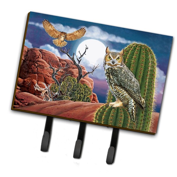 Carolines Treasures 6 x 2 x 9 in. Great Horned Owl in the Desert Leash or Key Holder PRS4052TH68 - main